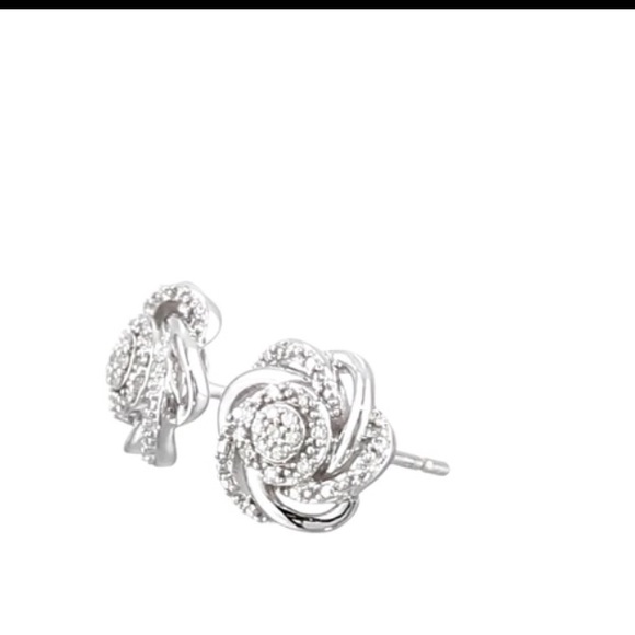 Natural Diamond Flower Earrings - Picture 7 of 9